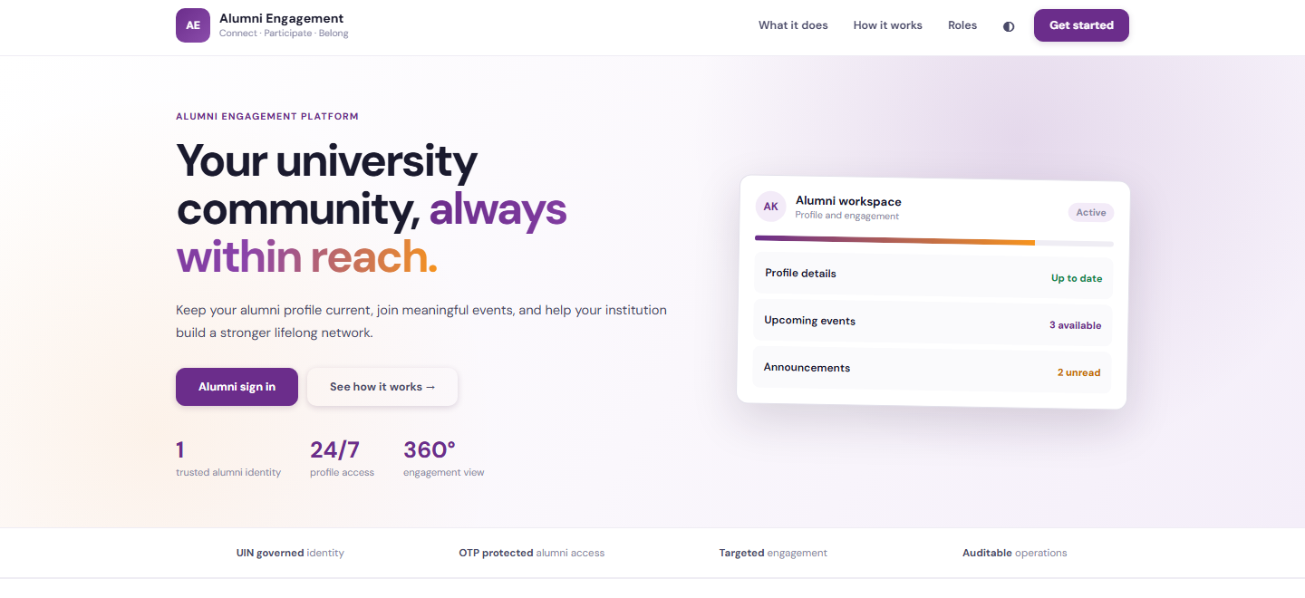 Alumni Engagement landing page hero