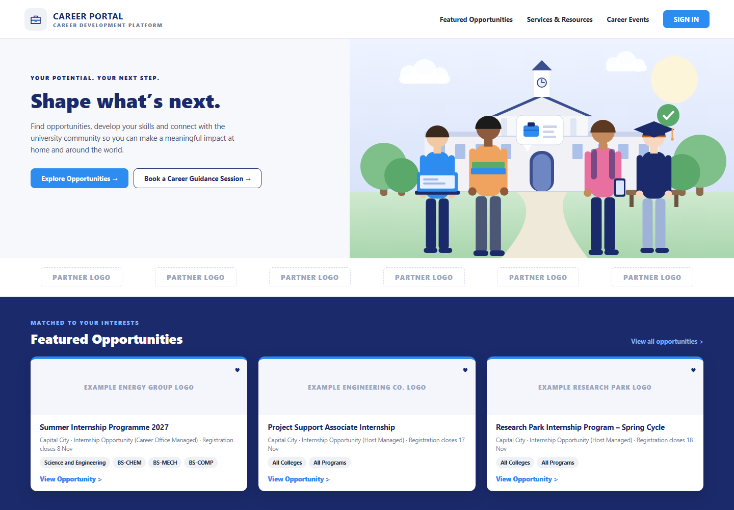 Student career portal home