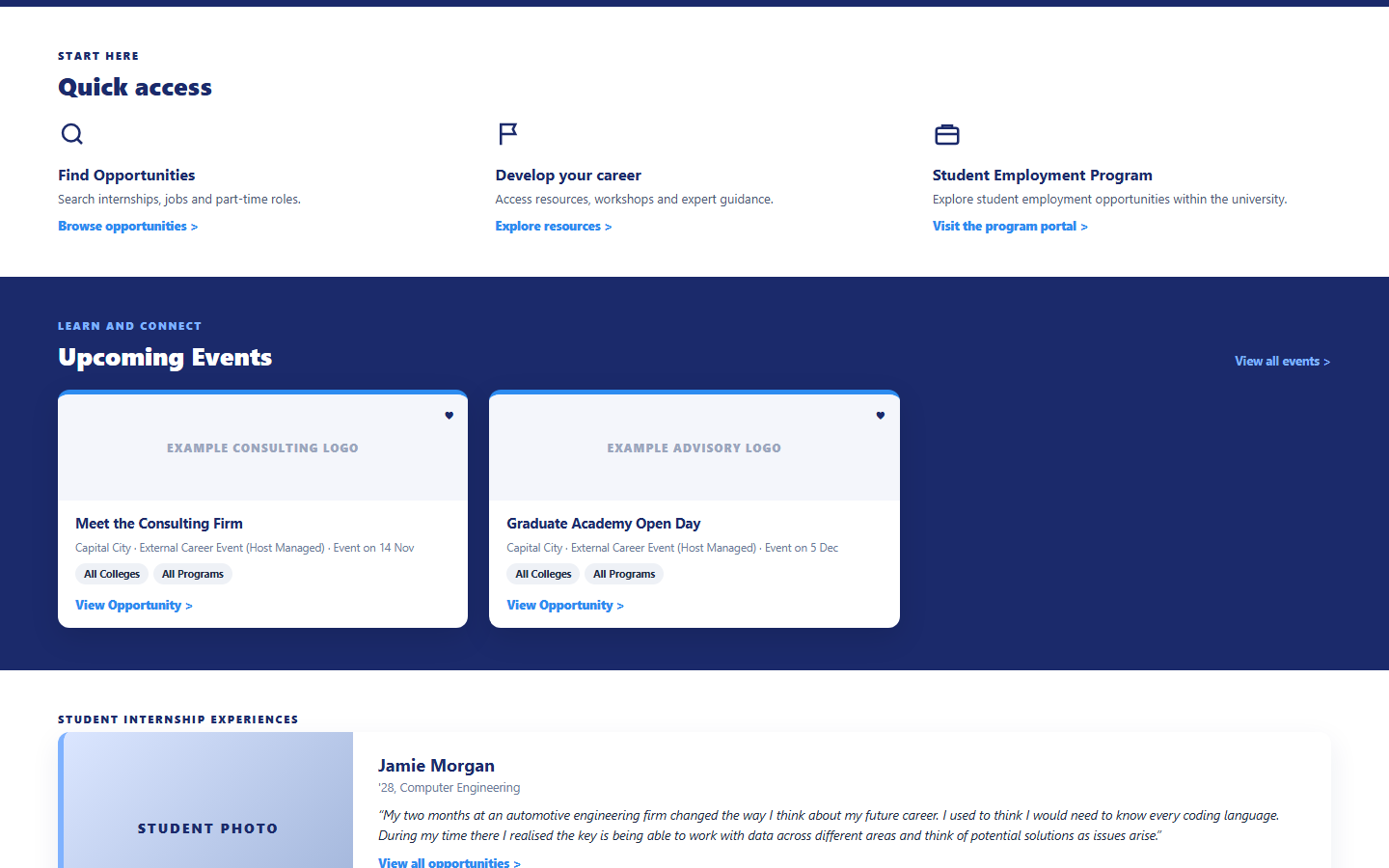 Quick Access & Events