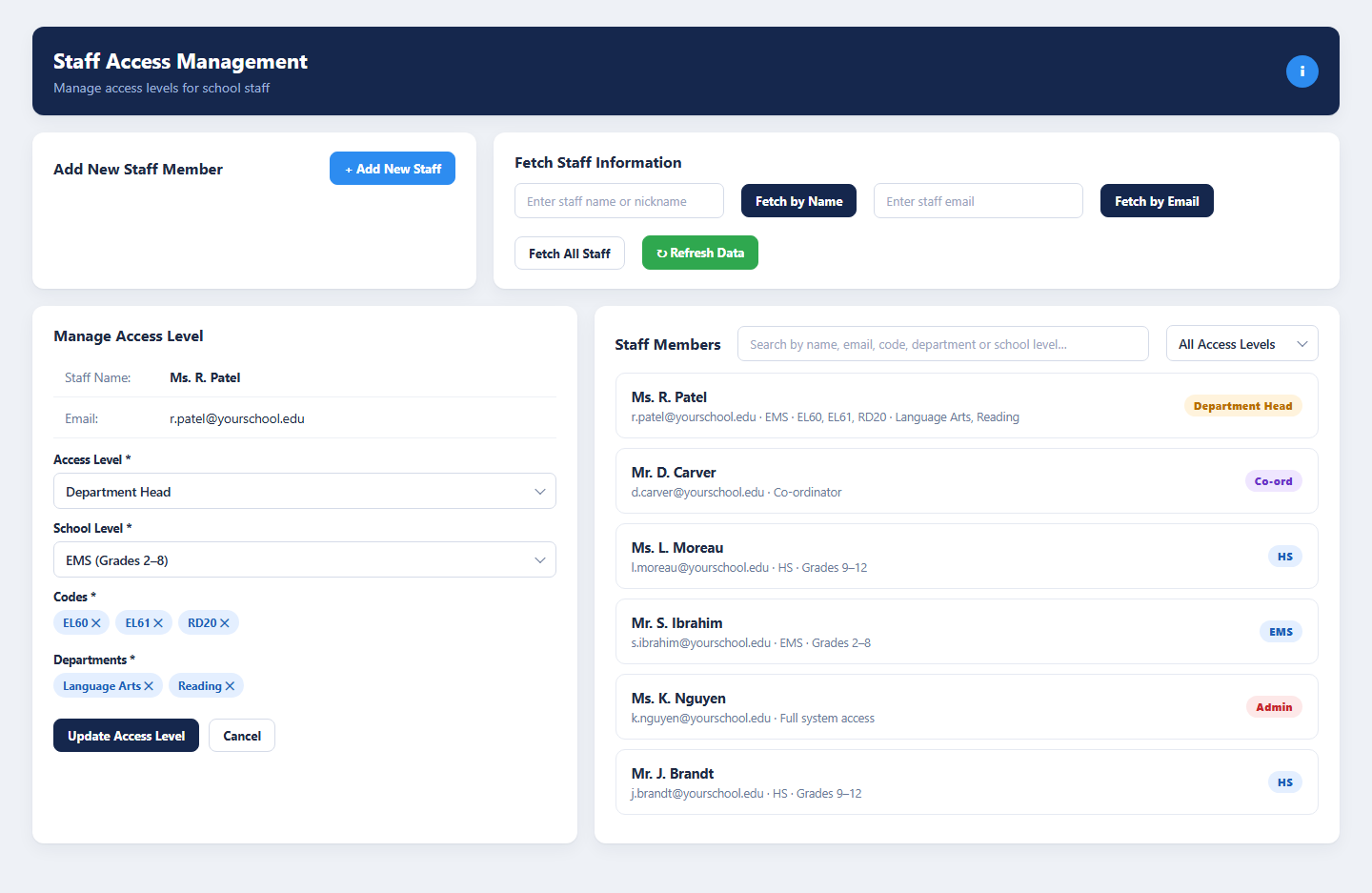 Staff Access Management