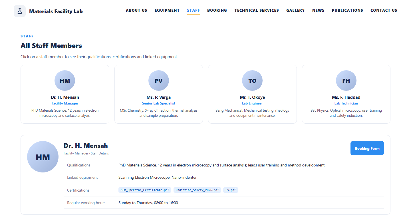 Staff Pages